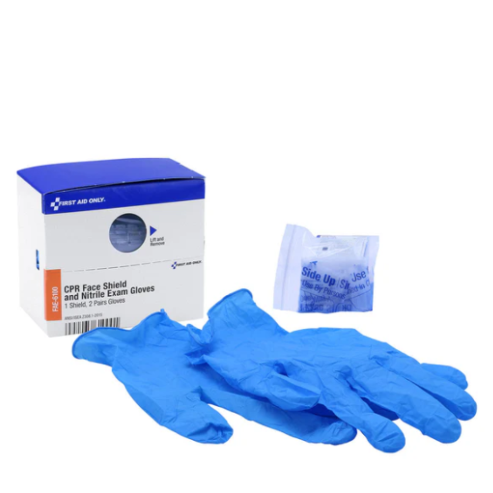 First Aid Only Smart Compliance Refill CPR Face Shield & Nitrile Gloves, 1 Shield & 1 Pair of Gloves per Box - Image 1