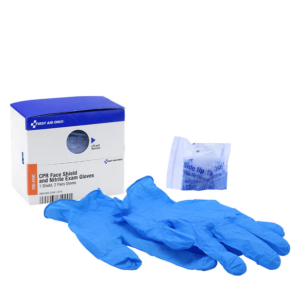 First Aid Only Smart Compliance Refill CPR Face Shield & Nitrile Gloves, 1 Shield & 1 Pair of Gloves per Box - Image 1