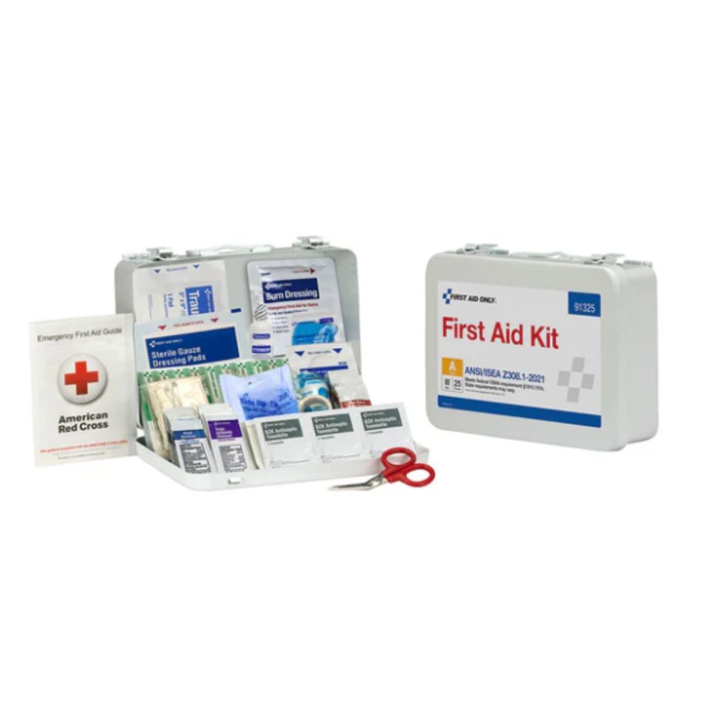First Aid Only 25 person ANSI A Metal First Aid Kit , ANSI 2021 Compliant - Image 1
