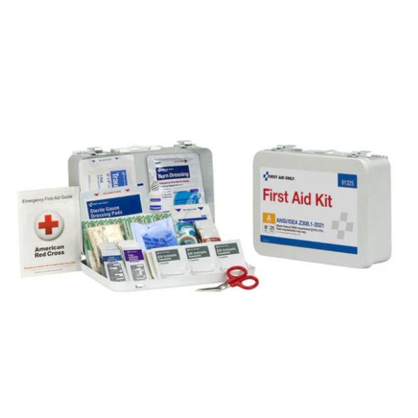 First Aid Only 25 person ANSI A Metal First Aid Kit , ANSI 2021 Compliant - Image 1