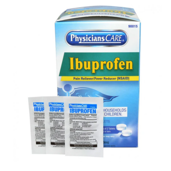PhysiciansCare Ibuprofen Pain Reliever Medication 200mg, 50 Packets of Two Tablets - Image 1