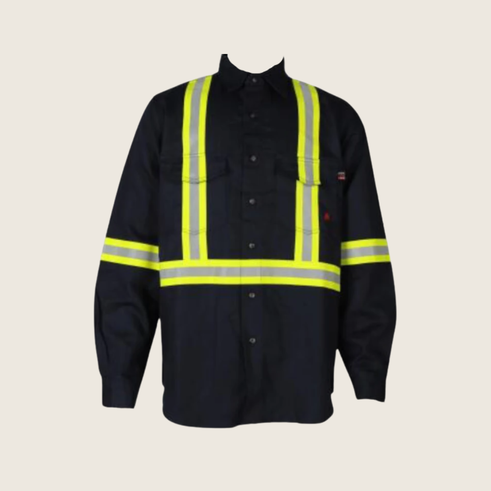 Forge Men's Solid Button Navy Hi-Vis Shirt - Image 1