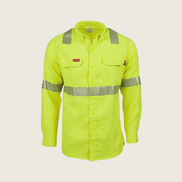 Lapco Men's FR 5oz Hi-Viz TecaSafe One Inherent Modern Uniform Shirt