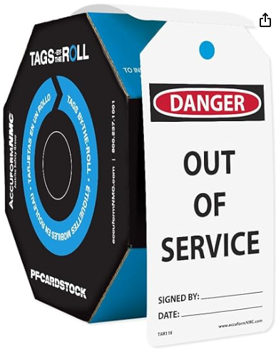 Tags-by-the-Roll Danger Out of Service Tag - Image 1