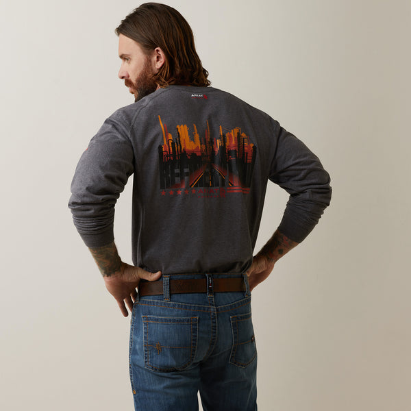 Ariat Men's FR Air Refinery Row Graphic Henley Shirt-DC - Image 1