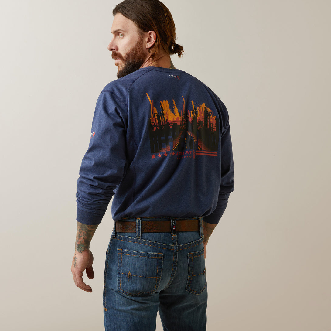 Ariat Men's FR Air Refinery Row Graphic Henley Shirt-DC - Image 2