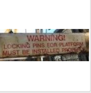 Warning locking pins for platform must be installed properly - Image 1