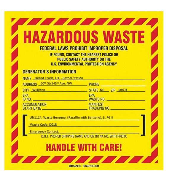 Kinder Morgan Hazardous Waste Filled Out Custom Sign - Image 5