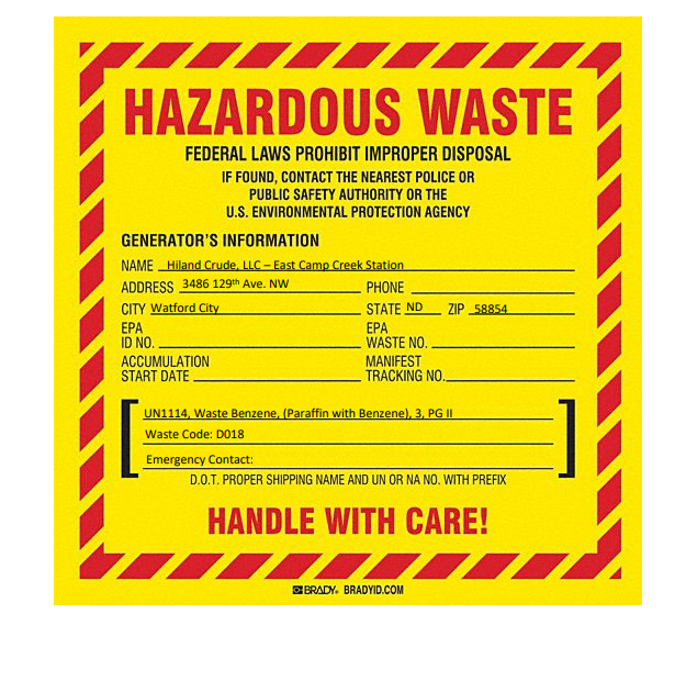 Kinder Morgan Hazardous Waste Filled Out Custom Sign - Image 6
