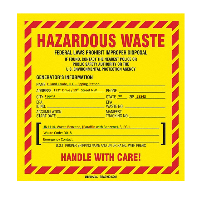 Kinder Morgan Hazardous Waste Filled Out Custom Sign - Image 7