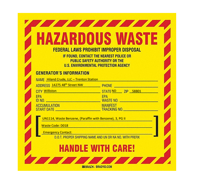 Kinder Morgan Hazardous Waste Filled Out Custom Sign - Image 8