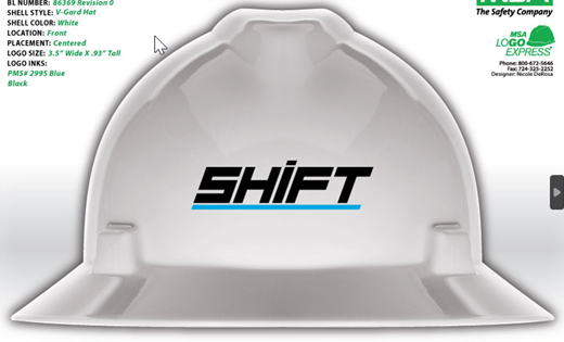 Shift Custom Logo V-Gard Full Brim Hard Hat - Image 1