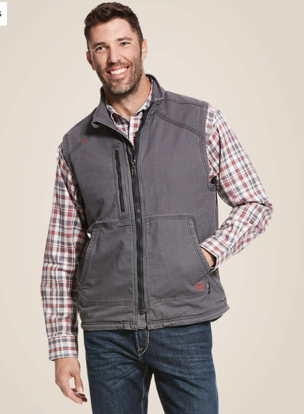FR Ariat Men's DuraLight Cordura Canvas Vest - Image 1