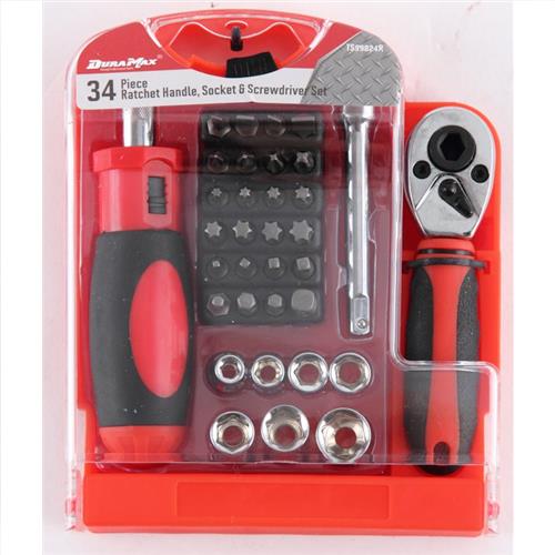 Dura Max 34 Piece Ratcheting Driver Socket & Screwdriver Set - Image 1