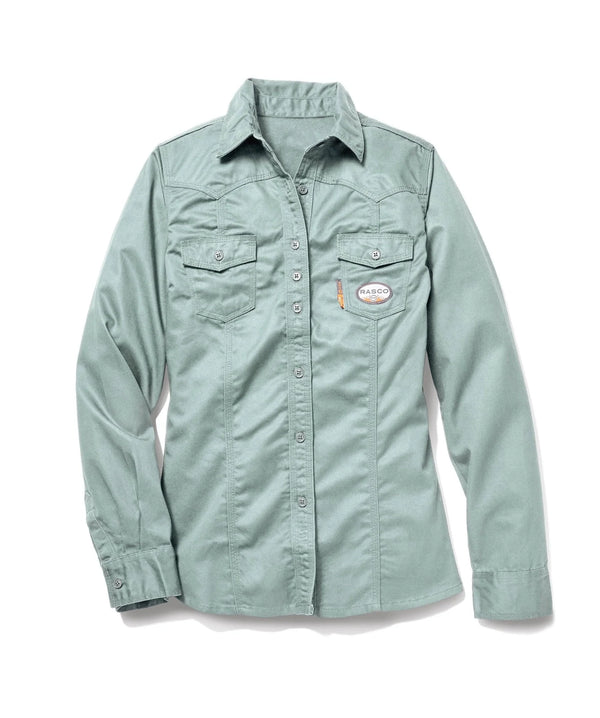 Rasco Women's FR Sage Green Work Shirt - Image 1