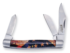 Justin Stockman Knife Acrylic USA Flag 3 Blade - Image 1