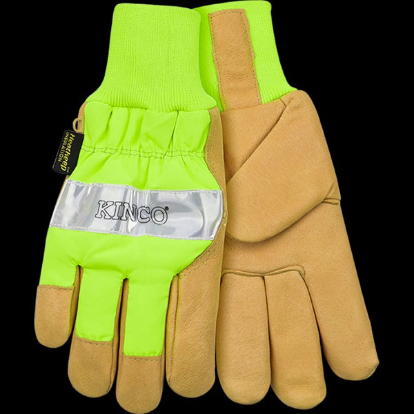 Kinco Insulated Hi-Vis Pigskin Knit Wrist Glove